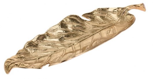 Тарелка декоративная "Лист" цвет золото