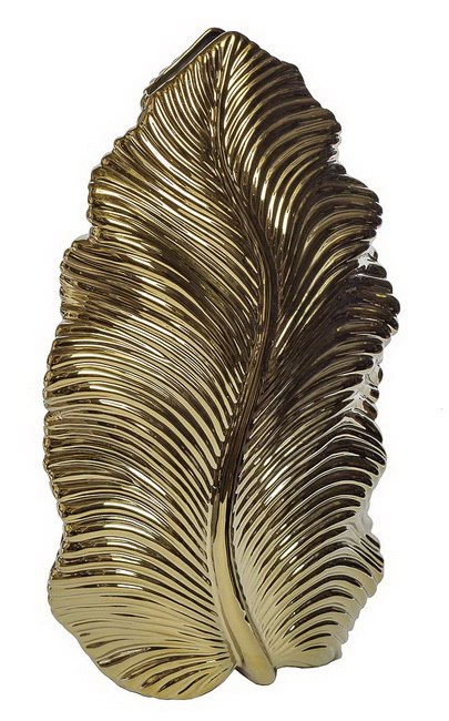Ваза керамическая золотая (листочек) 